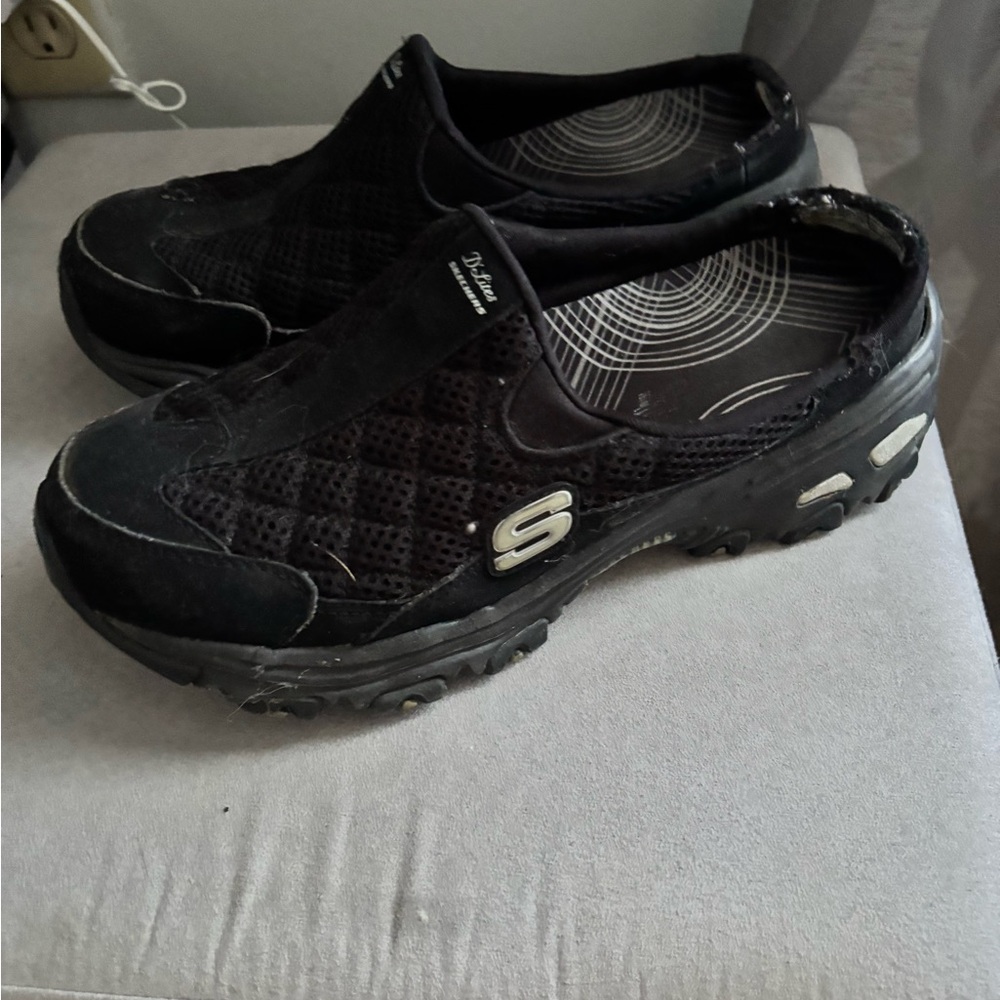 Skechers Black Slip-On Mesh & Suede Casual Loafers